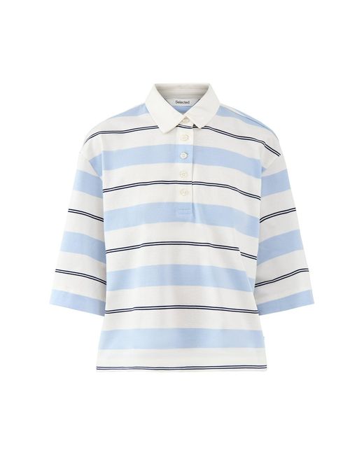 SELECTED Blue Relaxed Mellie Polo Top