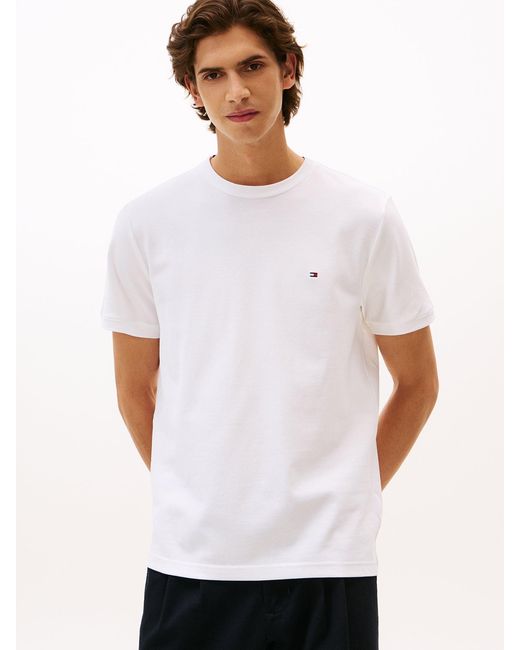 Tommy Hilfiger White Crew Neck Piqué T-Shirt for men
