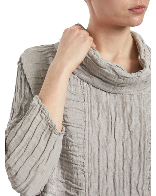 Grizas Gray Cowl Neck Silk Crinkle Blouse