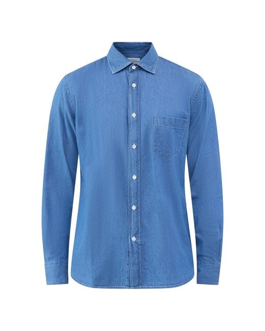 Hartford Blue Paul Light Denim Shirt for men