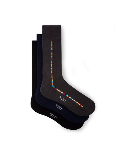 Paul Smith Black Vittore 3-Pack Socks Gift Set Multi, Cotton for men