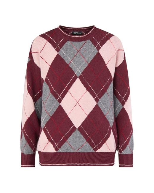 Nobody's Child Pink Oversized Argyle Jumper, Wool Blend