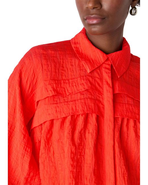 Whistles Red Textu Frill Detail Blouse