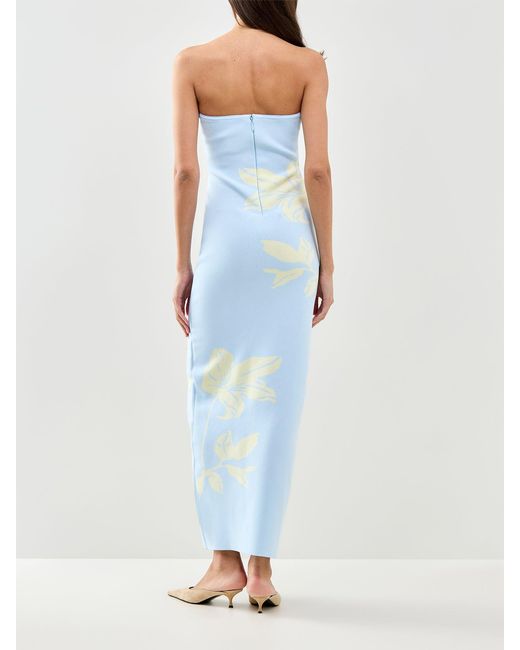 Pretty Lavish Blue Milena Floral Bandeau Dress Lemon