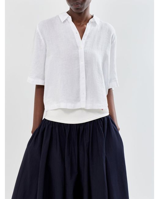 Eileen Fisher White Classic Collar Short Sleeve Shirt