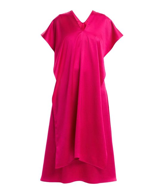Weekend by Maxmara Pink Women's Gambero Satin V Neck Midi Dress