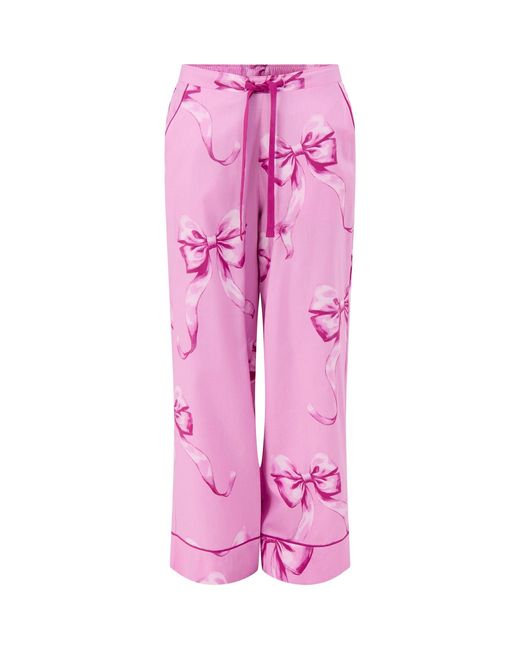 Cyberjammies Pink Bow Print Wide Leg Pyjama Bottoms