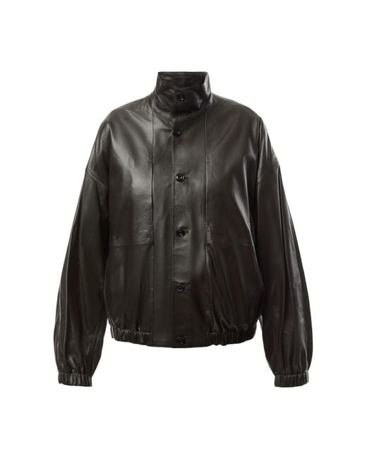Lemaire Women's Stand Collar Leather Blouson in Black | Lyst UK