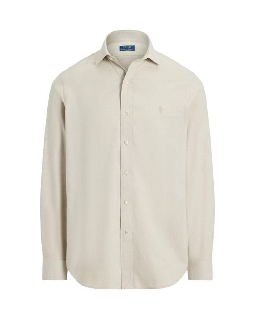 Polo Ralph Lauren White Custom Fit Brushed Shirt for men
