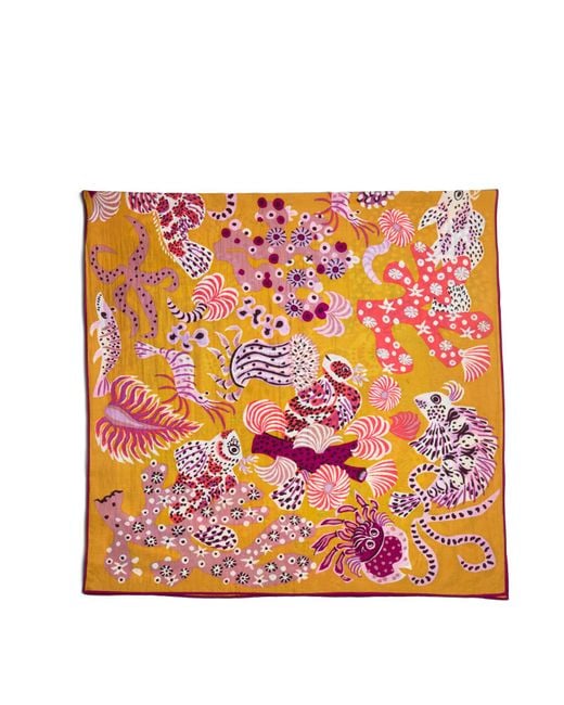 Inoui Edition Pink Women's Jardin De Sirenes Cotton Silk Scarf