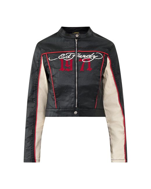 Ed Hardy Black Climbing Rose Biker Jacket