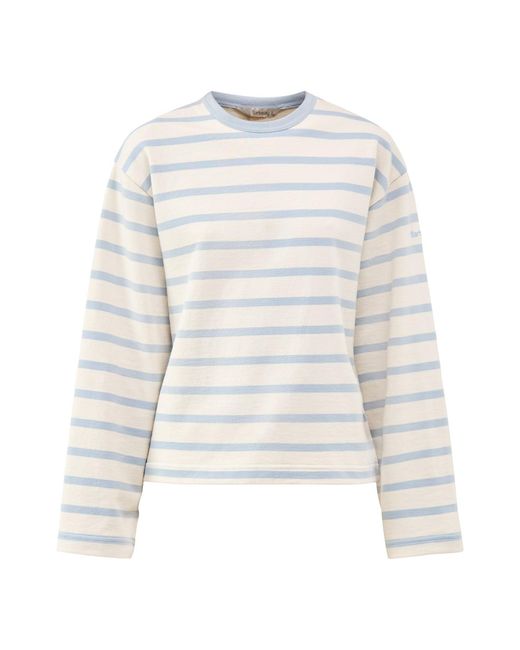 Barbour White Fawley Striped Sweatshirt Ecru Multi