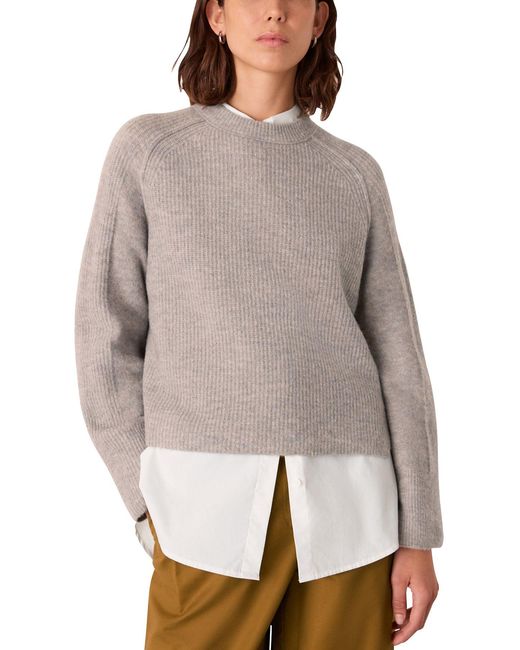 Whistles Natural Aria Mix Crew Knit