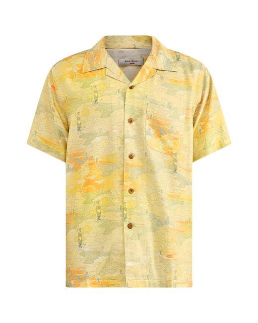 Nudie Jeans Yellow Arvid Hawaii Shirt Drift Away for men