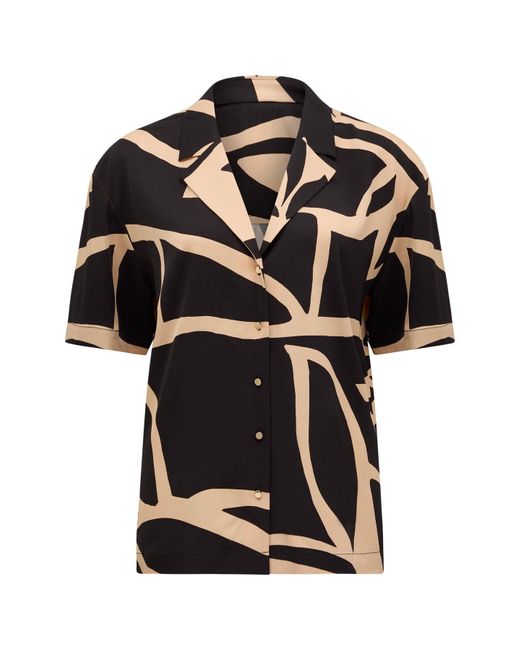 Forever New Black Flossie Printed Short Sleeves Shirt