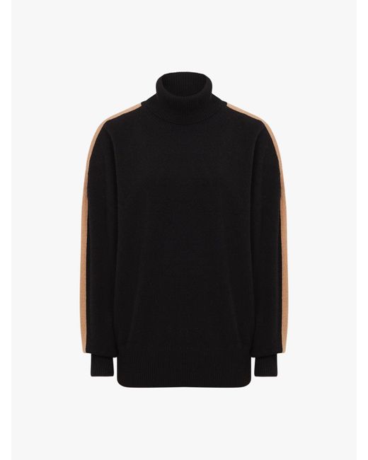 Reiss Black Nova Colourblock Knitted Roll Neck Jumper