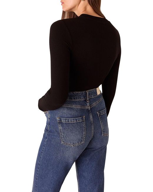Whistles Black Essential Ribbed Crew