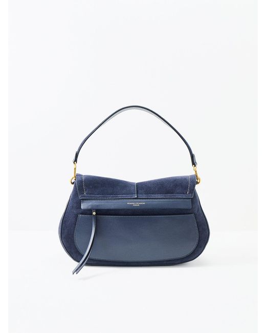 Gianni Chiarini Blue Helena Round Suede Medium Shoulder Bag