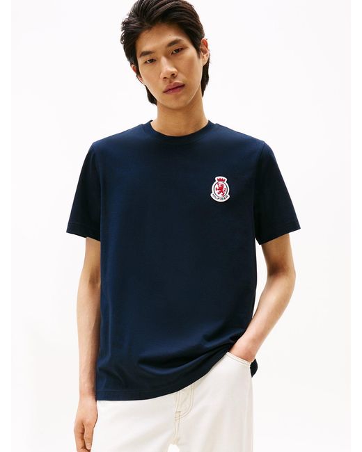 Tommy Hilfiger Blue Rubberised Crest Jersey T-Shirt for men