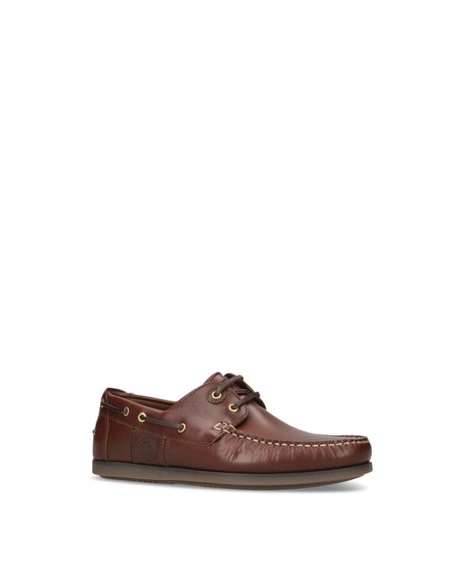 Barbour Brown Wake Boat Shoes Cognac for men