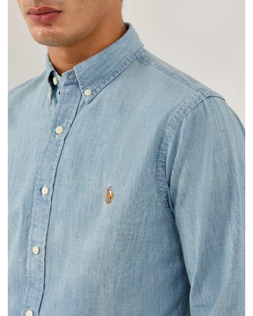 Polo Ralph Lauren Blue Chambray Pp Shirt for men