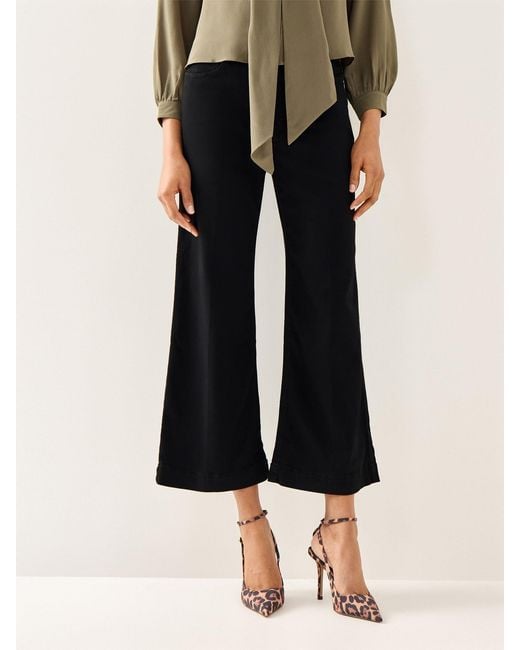 PAIGE Black Women's Anessa Wide Leg Jeans