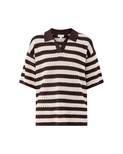 Pretty Lavish Natural Venezia Stripe Polo Top