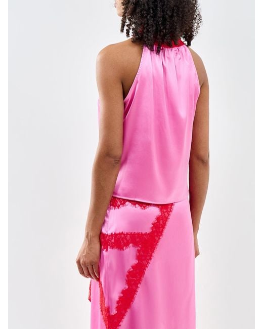Never Fully Dressed Pink Lace Halter Top