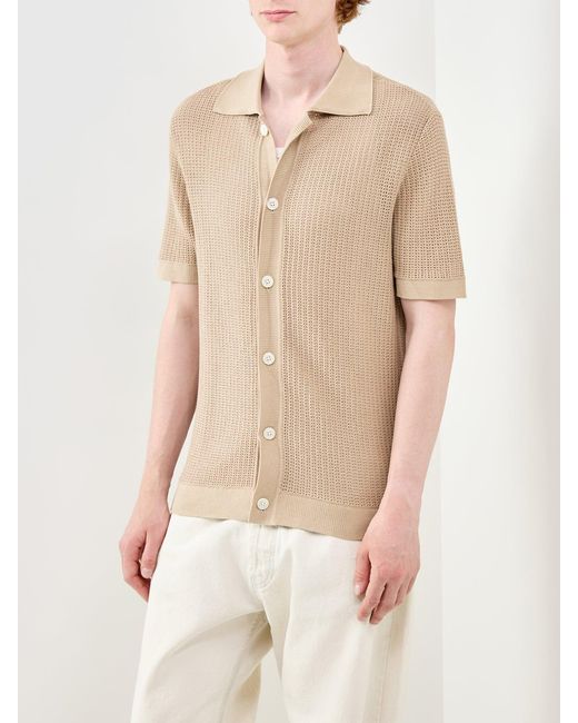 SELECTED Natural Shane Open Structure Polo Cardigan for men