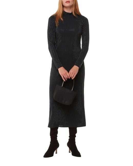 Whistles Black Hot Fix Jersey Midi Dress