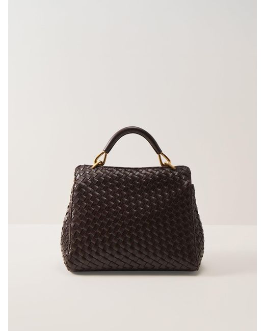JW PEI Blue Lucia Classic Top Handle Woven Bag Cream