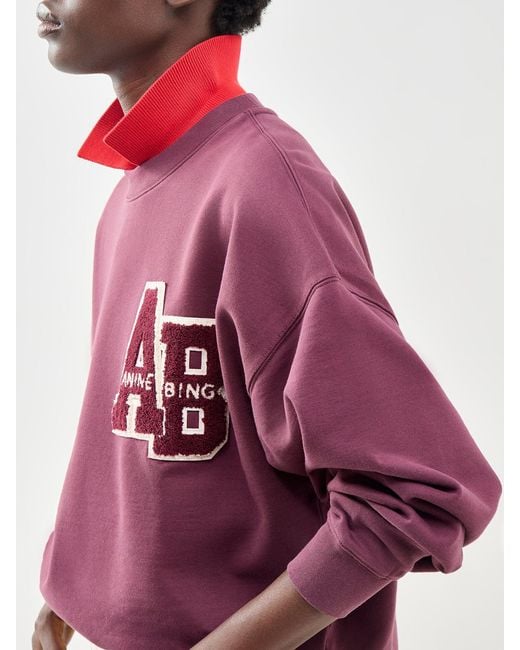 Anine Bing Purple Miles Letterman Sweatshirt