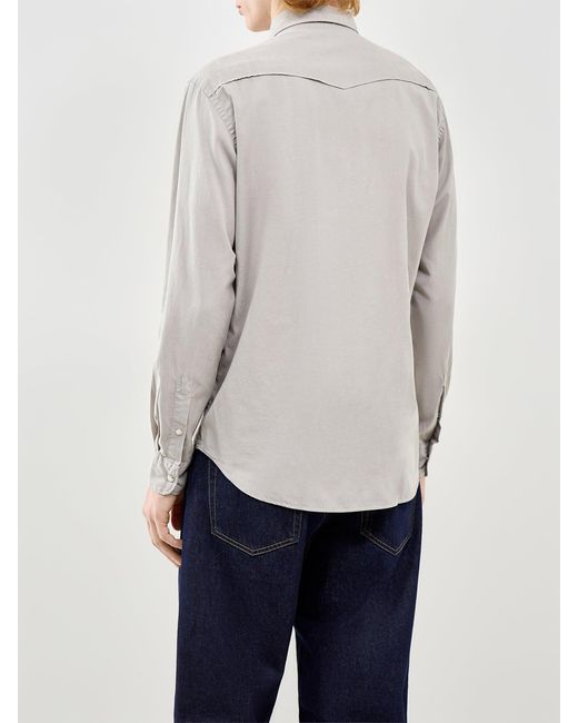 Hartford White Long Sleeve Pattern Shirt for men