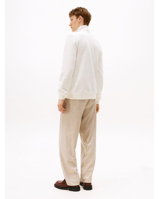 Tommy Hilfiger White Performance Quarter Zip Intechno Knit Jumper Cream for men