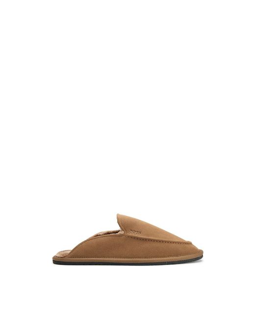 Boss Brown Home Mule Suede Slippers for men