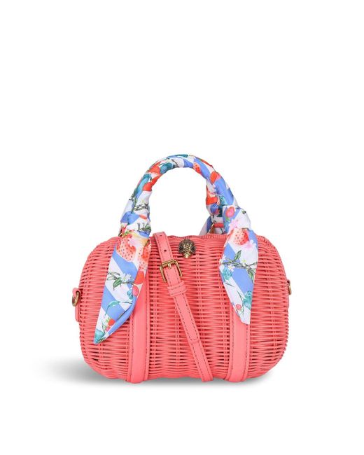 Kurt Geiger Pink Kensington Basket Boston Bag