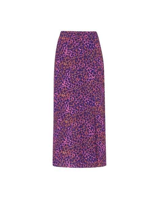 Whistles Purple Women's Mottled Leopard Midi Skirt