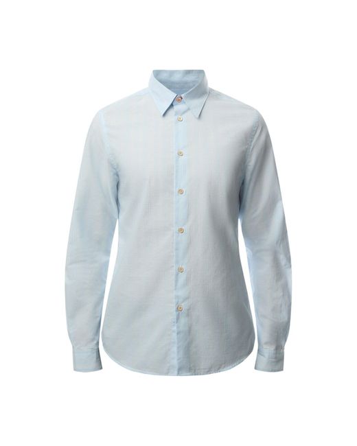 Paul Smith Blue Textured Pin Stripe Tailored Shirt for men