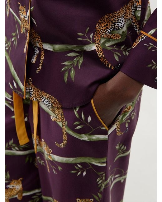 Cyberjammies Purple Leopard Print Wide Leg Pyjama Bottoms