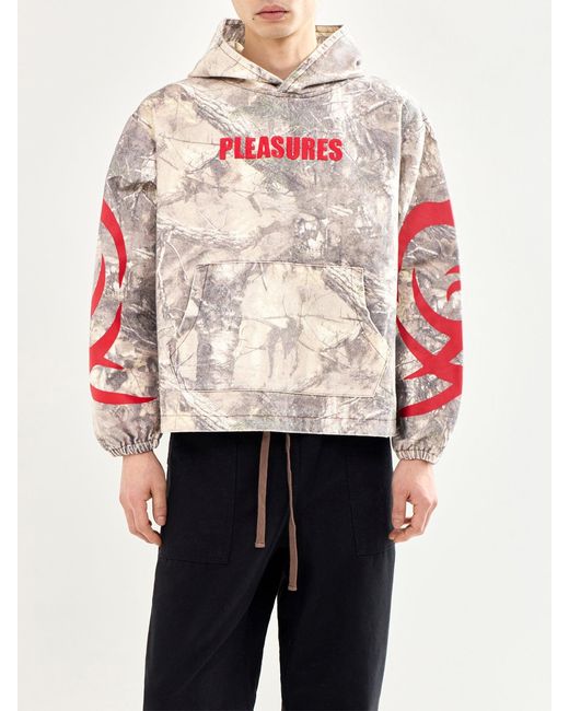 Pleasures White Hunt Canvas Poncho Hoodie Multi for men