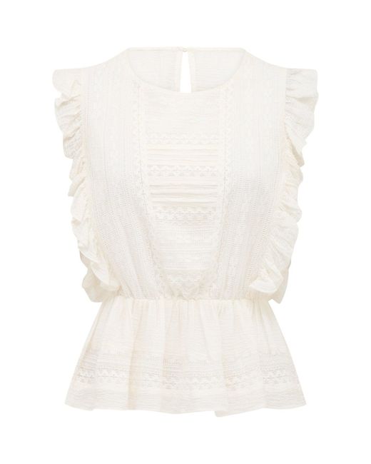 Forever New White Rose Ruffle Sleeves Top