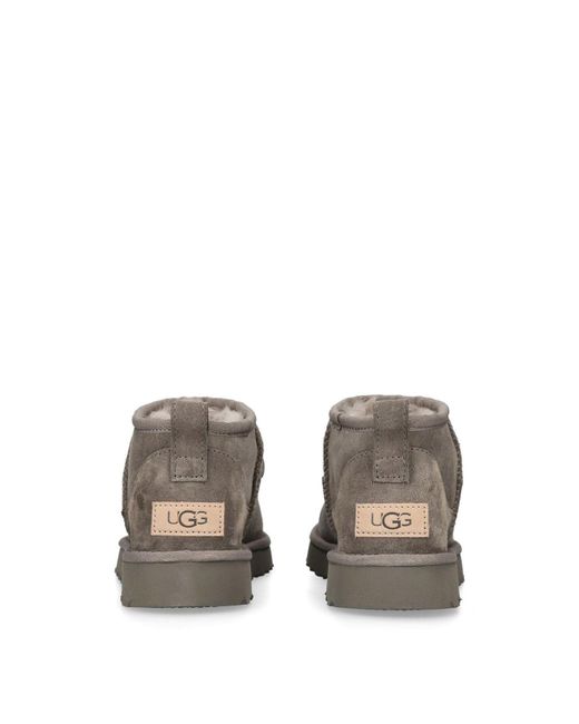 Ugg Gray Classic Ultra Mini Suede Ankle Boots Smoke Plume