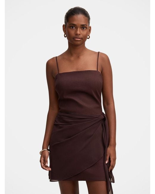 Forever New Brown Sienna Petite Sarong Mini Dress