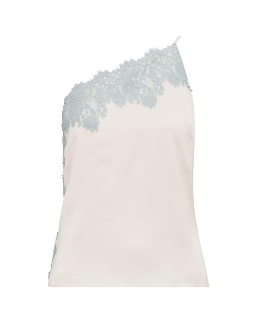 Forever New White Adele One Shoulder Lace Trim Blouse