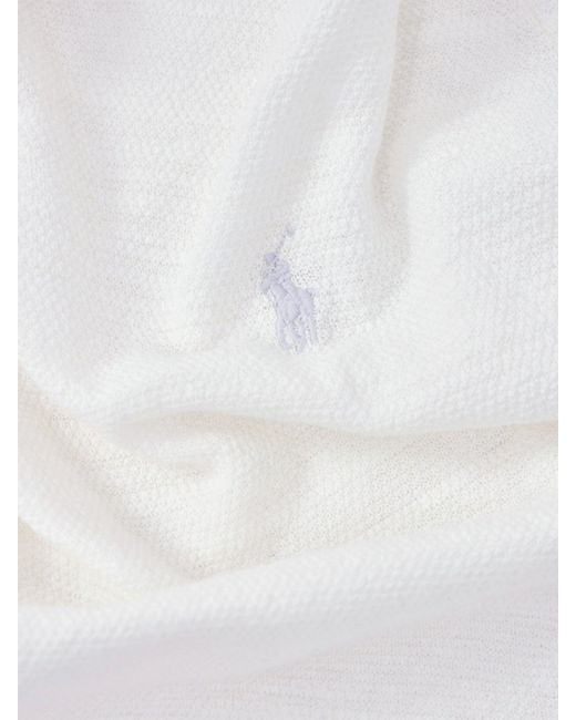 Polo Ralph Lauren Blue Open Collar Linen Mix Polo for men