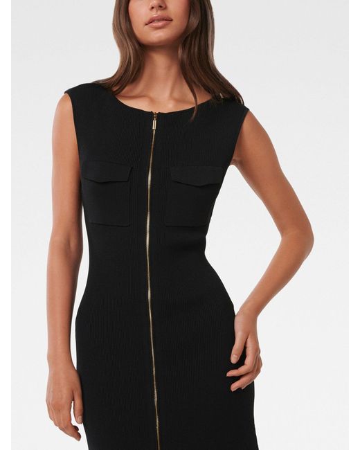 Forever New Black Harriet Zip Through Midi Dress