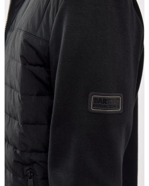 Barbour Black Collins Baffle Quilted Zip Through Sweatshirt for men