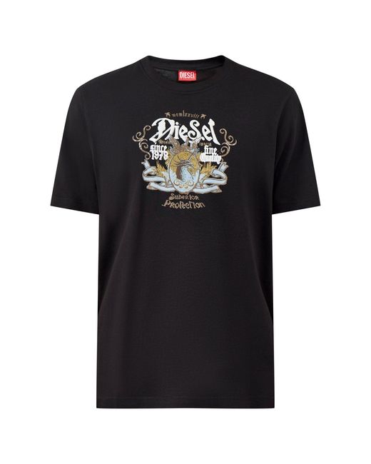 DIESEL Black Big Crest T-Shirt for men