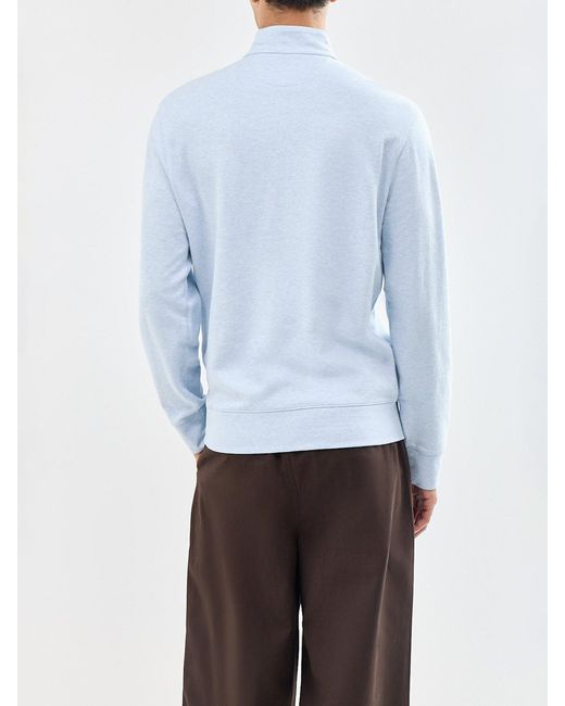 Polo Ralph Lauren Blue Double Knit Quarter Zip Sweatshirt for men