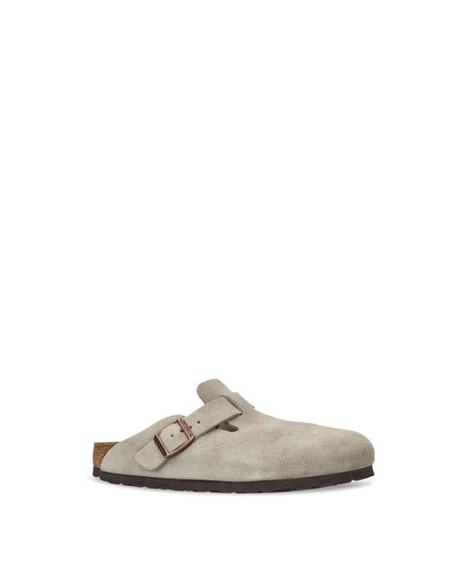 Birkenstock White Boston Suede